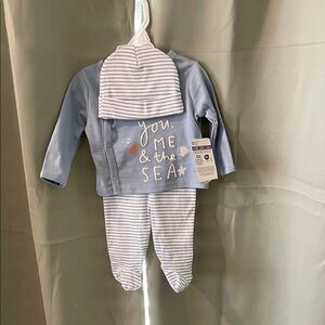 Gerber Blue and White Striped Footie Set